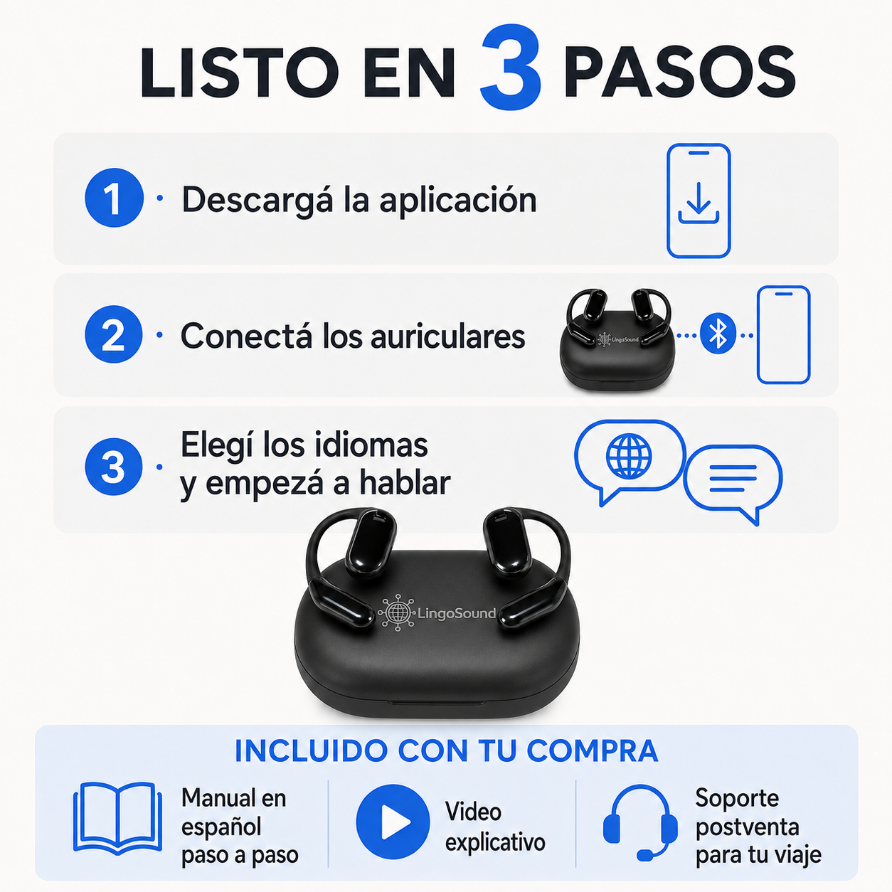 Auriculares Traductores LingoSound XR4 +140 Idiomas